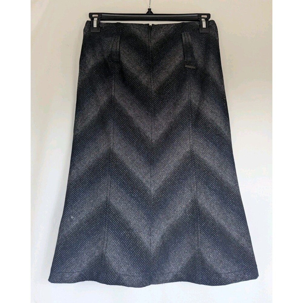 DKNY Jeans Women’s Size 6 Black Metallic Wool Blend A-Line Midi Skirt NWT